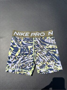 Nike Pro Olive, Navy, Yellow & White Camo Compression Shorts